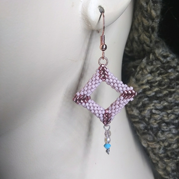 JRW Swarovski Rose Gold Turquoise Beaded Earrings - Picture 2 of 8